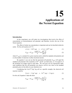 Exp. 15 Nernst Equation