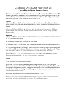 California Dream Act Fact Sheet 2011 Created by the Dream