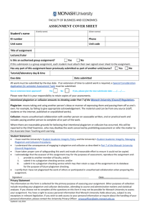 ASSESSMENT COVER SHEET - Faculty of Business and Economics