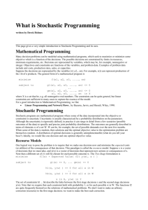 What is Stochastic Programming written by Derek Holmes This page