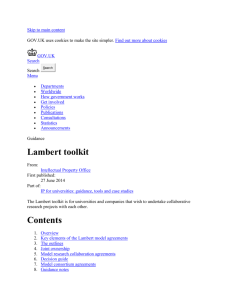 Lambert toolkit - Detailed guidance