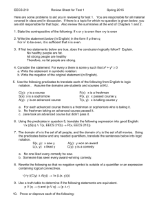 Review sheet for test 1