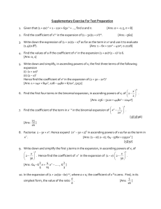 Binomial Theorem Supplementary Exercise For Test