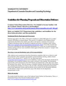 Dissertation planning guidelines/graduation deadlines