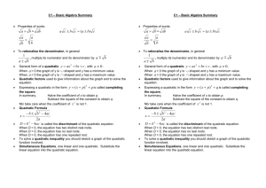 C1 Basic Algebra Summary