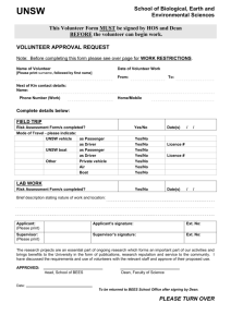 This Volunteer Form MUST be signed by HOS and Dean