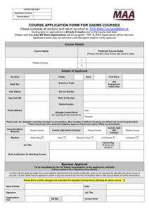 COURSE APPLICATION FORM FOR ALL MAA COURSES