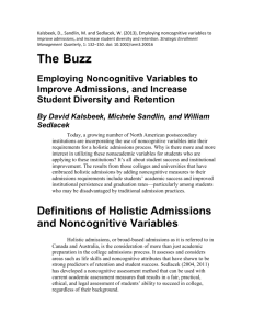 Employing Noncognitive Variables to Improve Admissions