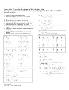 Expression & Assignment Worksheet Answers