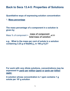 Quantitative ways of expressing solution concentration