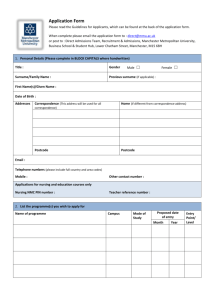 MMU direct application form - Manchester Metropolitan University