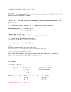 SOLVE ABSOLUTE VALUE EQUATIONS