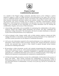 Wagner College Confidentiality Agreement