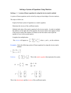 Solving Equations: Inverse Matrices