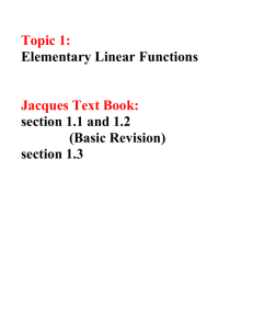 Lecture 1 : Linear Functions