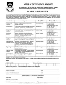 Notice of Expectation to Graduate OCTOBER 2014