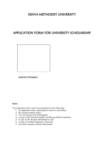 university scholarship application form
