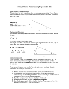 Solving 2D-Vector Problems using Trigonometric Rules