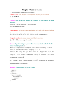 Chapter 8 Number Theory 8-1 Prime Numbers and Composite N
