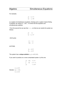 Algebra: Simultaneous Equations
