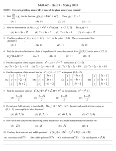 Math 6C - Chapter 12 Quiz - SOLUTIONS