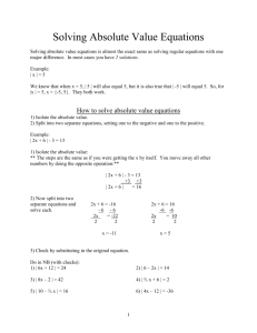 alg1 NOTES Solving Absolute Value Equations and Inequalities