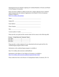 Informational Form for Students Applying for Combined Bachelor of