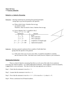 Math 120 Notes on Mathematical Induction