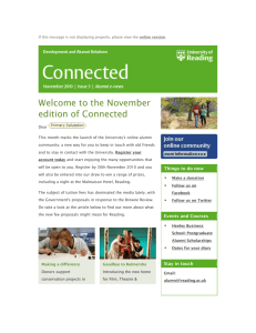 Connected, Issue 3 - University of Reading email newsletter for alumni