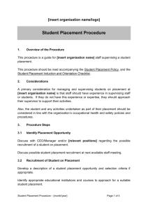 Student Placement Procedure