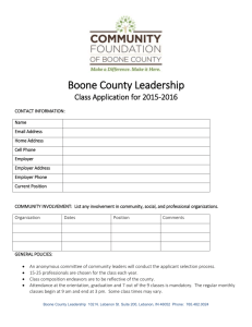Boone County Leadership Class Application for 2015