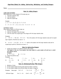 Integer Algorithms for Adding, Subtracting, Multiplying, and Dividing
