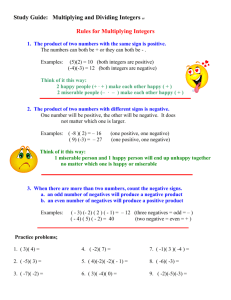 Study Guide: Multiplying and Dividing Integers