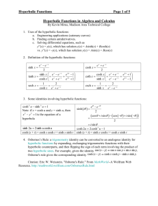 Hyperbolic Functions - Madison Area Technical College