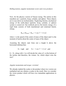 Rolling motion, angular momentum vector and cross products