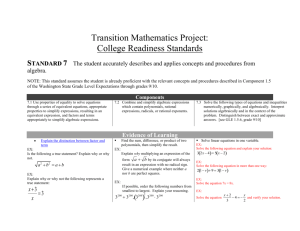 Transition Mathematics Project: