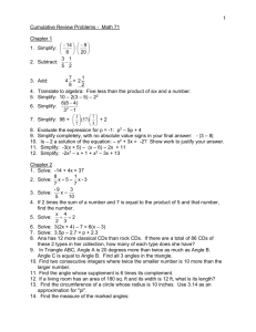 Math 70 - Exam 1