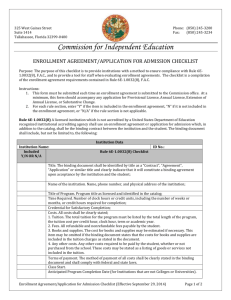 Checklist - Enrollment Agreement - Florida Department of Education