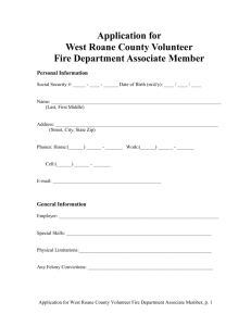 Application for Associate Membership in West Roane County