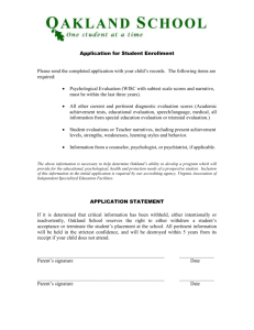 Application for Student Enrollment