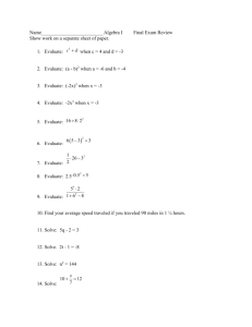 Name_________________________ Algebra I Final Exam Review