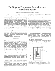Negative Temperature Dependence of a Gravity