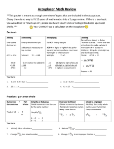 Accuplacer Math Review **This packet is meant as a rough