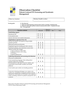 Observation Checklist: Patient-Centered STI Screening and - I-Tech