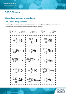 GCSE Physics Modelling Nuclear Equations Lesson Element