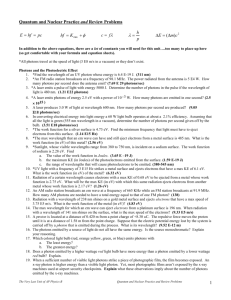 Unit 14 AP Quantum and Nuclear Practice and Review Problems