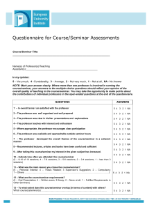 Questionnaire for Course/Seminar Assessments