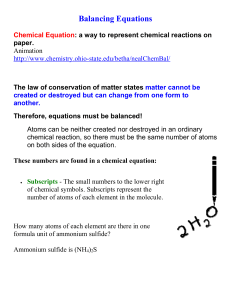 Balancing Equations Notes