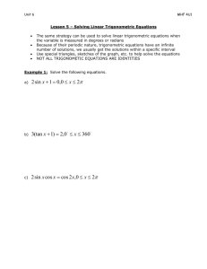 Lesson 5 – Solving Linear Trigonometric Equations