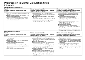Progression in Mental Calculation Skills Primary 5 Addition and